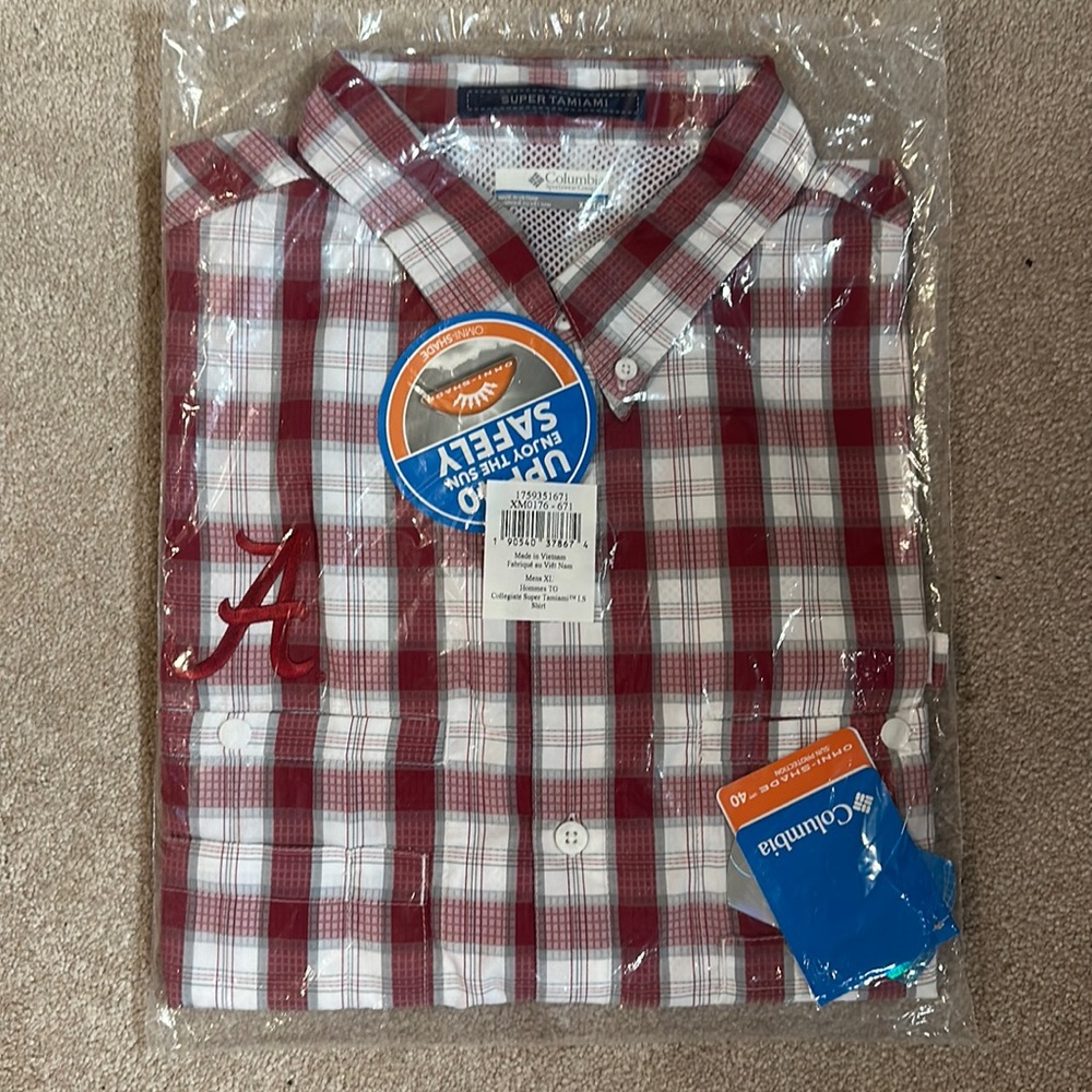 NEW IN BAG! Columbia Alabama Men’s Size XL Super Tamiami Long Sleeve Shirt